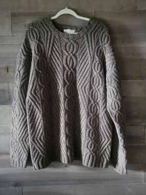 Vintage Wool Sweater Hand Knit Ivy League Style Classic Crewneck Size L